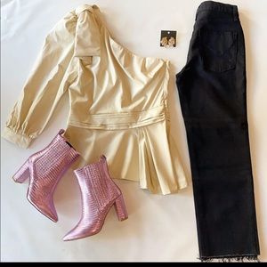 Karlie Pleather One Shoulder Top